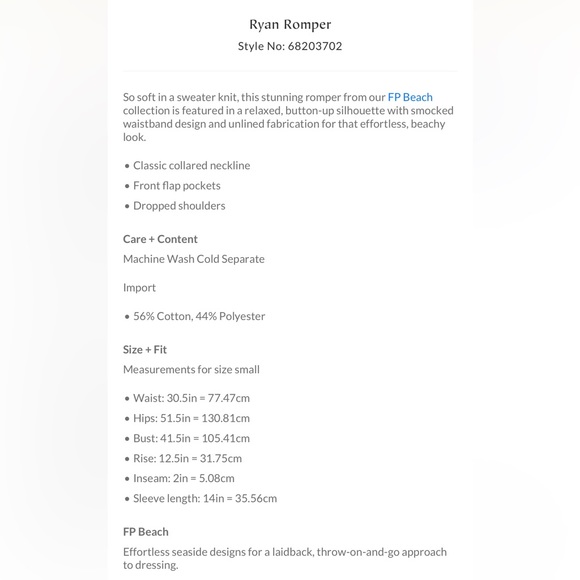 Free People Ryan Romper -Size Small - Picture 5 of 5